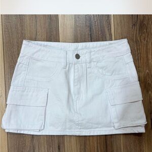 White Mini Skirt with Pockets